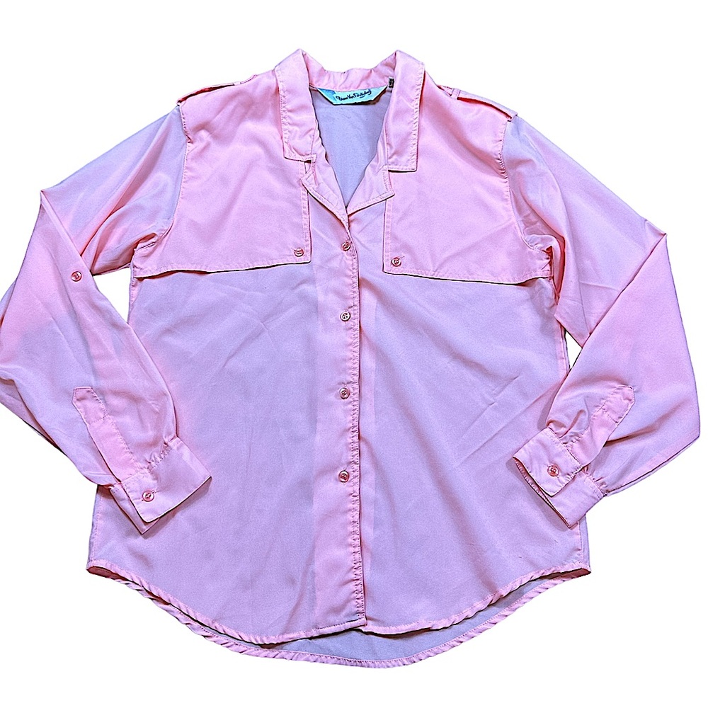 DIANE VON FURSTENBERG: Vintage Button-Up Long Sleeve Pink Blouse -Size 6